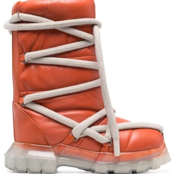 Rick Owens Orange Boots with Gray Laces Rick Owens Rick Owens Geobasket High Top Sneakers | Grailed main image 4
